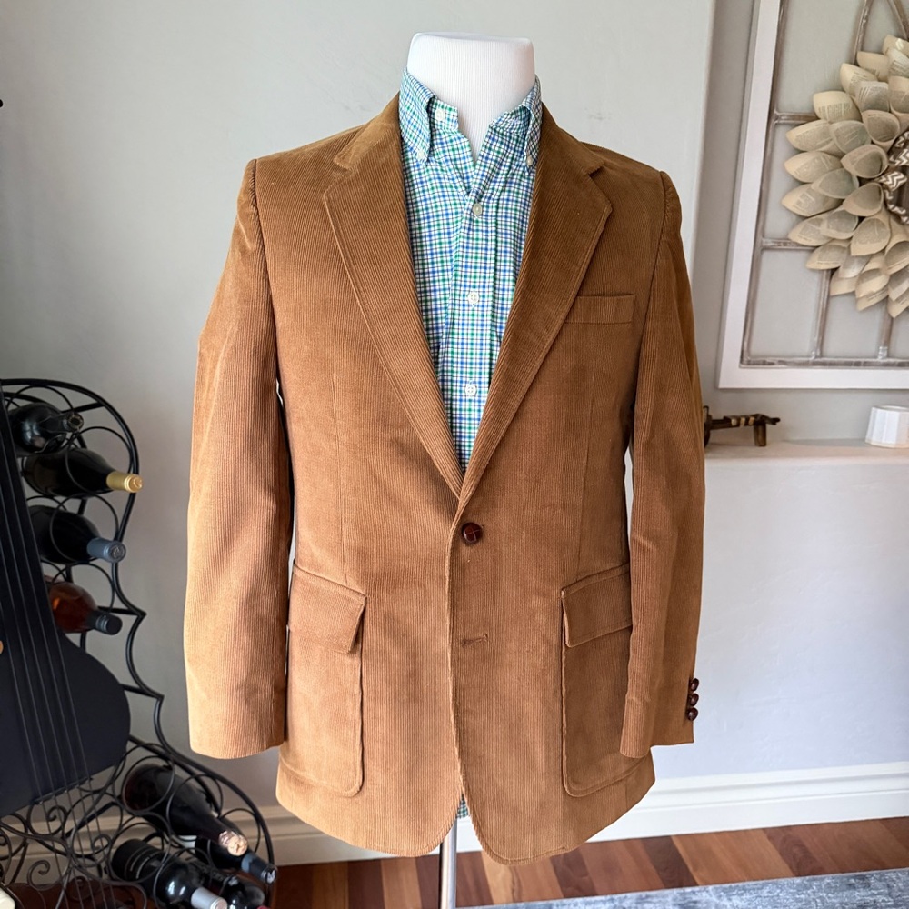 Haggar‎ Jacket Men's Vintage Corduroy Blazer in Dark Tan Size 40R